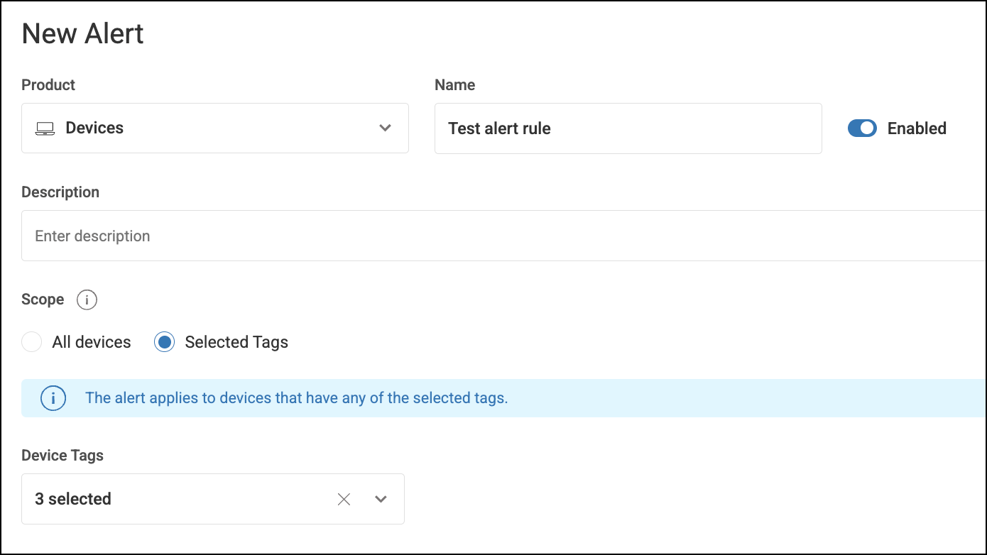 Alert tag scope
